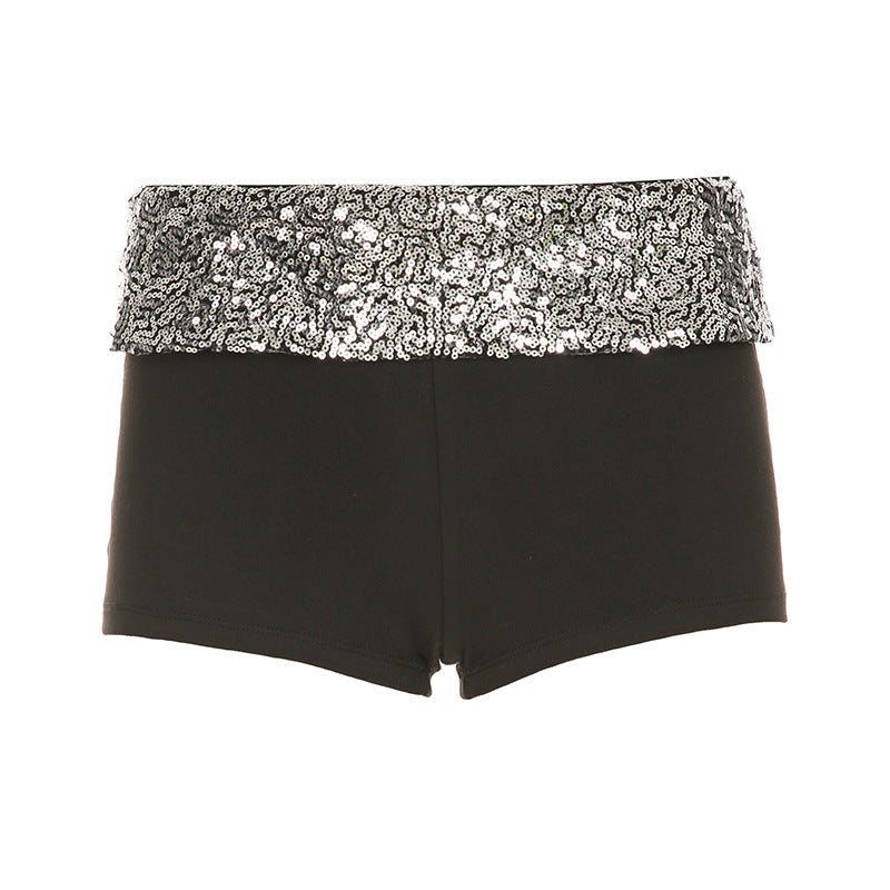 Damen Pailletten-Minikleid mit Leopardenmuster und verstellbaren Spaghettiträgern Drune