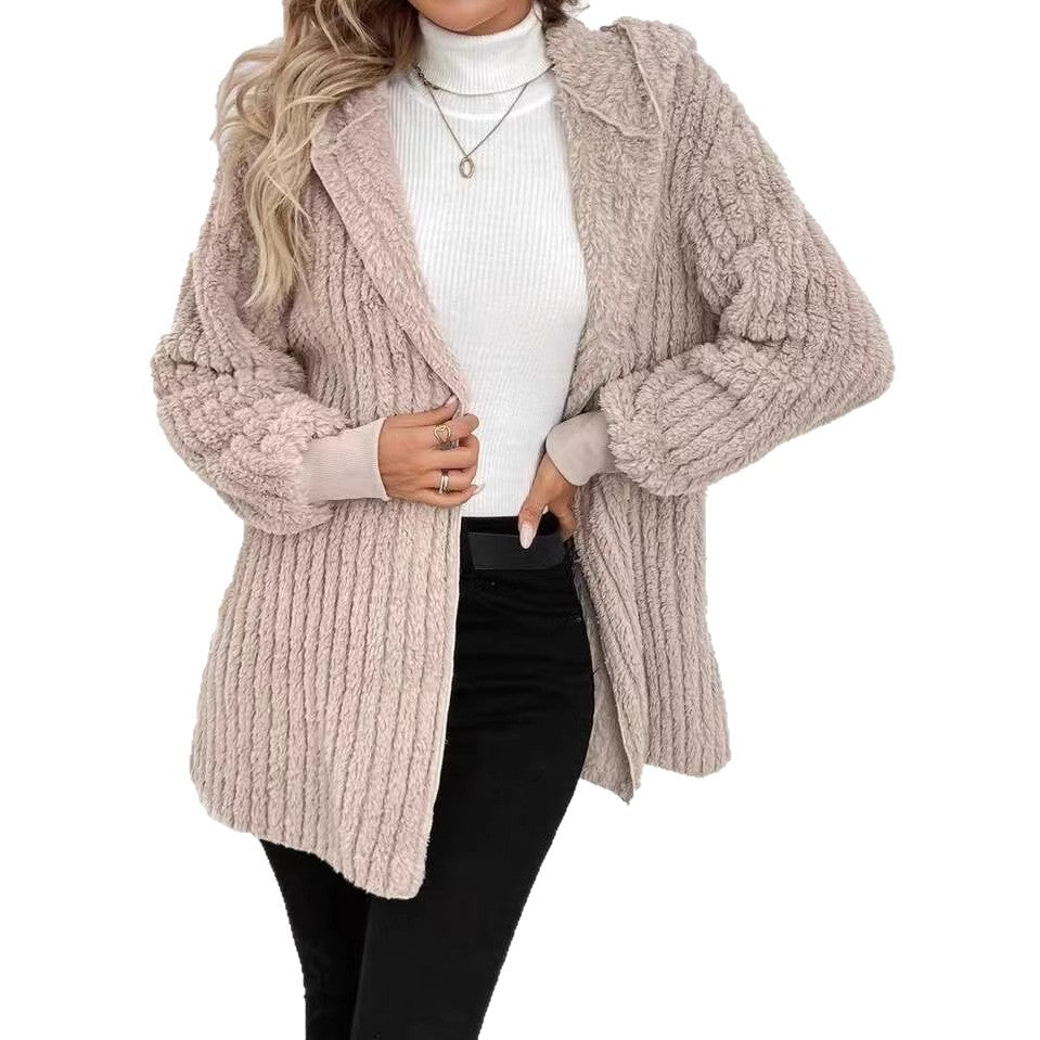 Damen Kuschelige und weiche Oversize-Jacke mit Struktur Drune