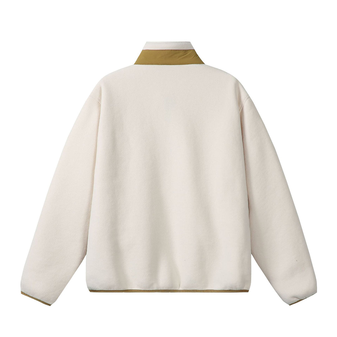 Unisex Oversize Fleece-Zipjacke mit Stehkragen und Kontrastpaspel Drune