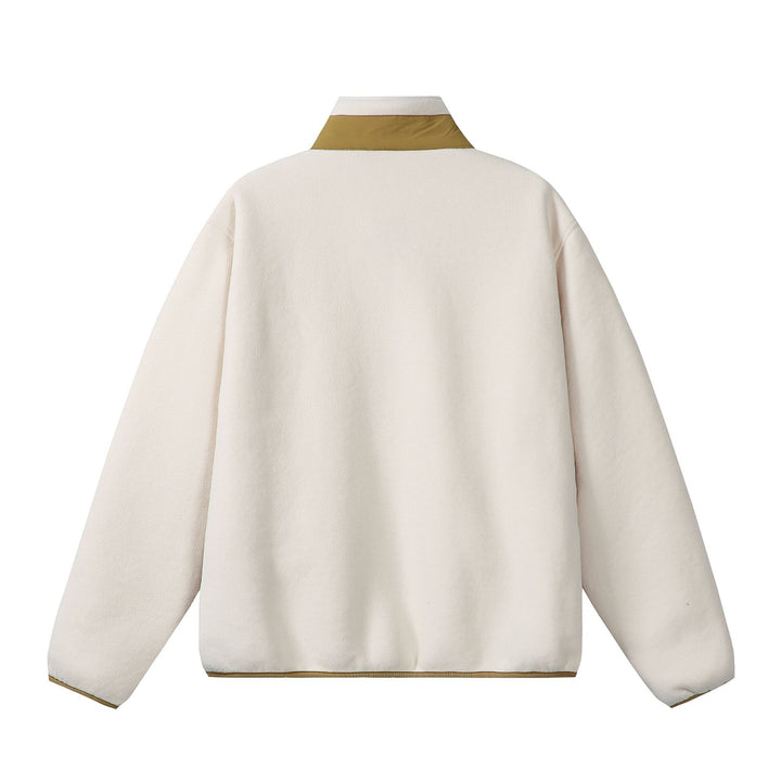 Unisex Oversize Fleece-Zipjacke mit Stehkragen und Kontrastpaspel Drune