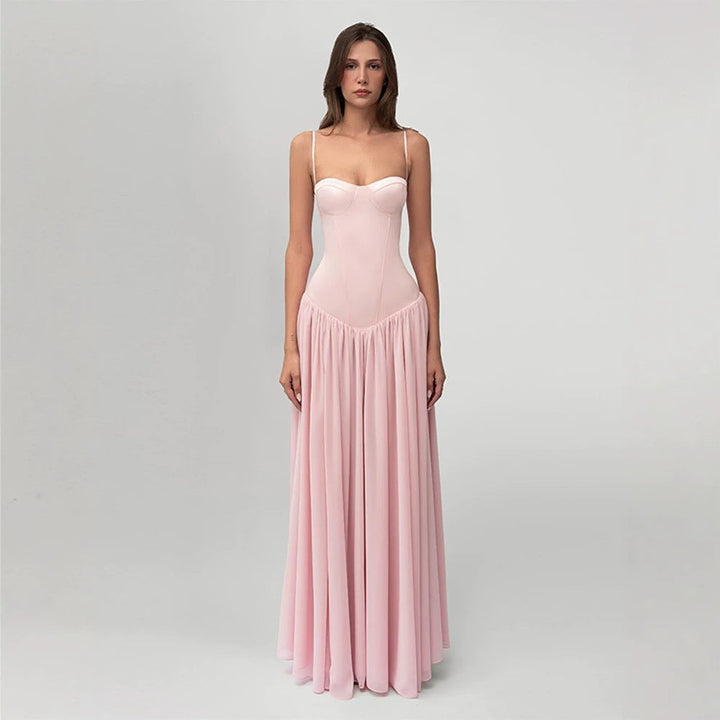 Damen nan modellierendes Bustier-Abendkleid mit vorgeformter Miederkonstruktion und weitfallendem Chiffon-Tellerrock Drune