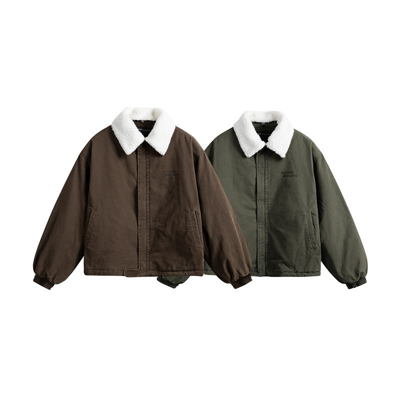 Herren Kurz geschnittener Canvas-Blouson mit Teddykragen und wattierter Thermofütterung Drune