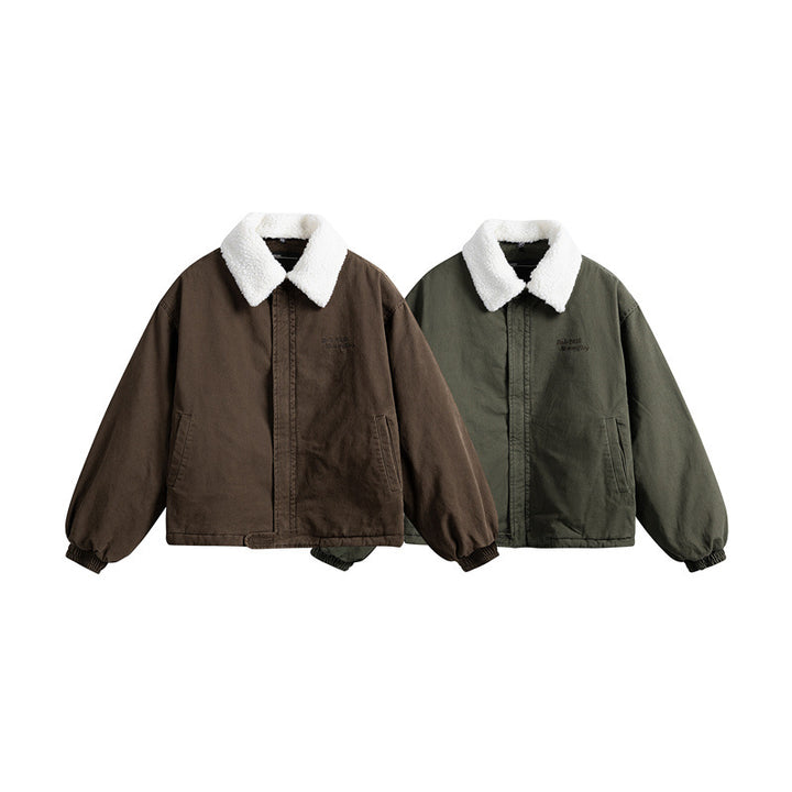 Herren Kurz geschnittener Canvas-Blouson mit Teddykragen und wattierter Thermofütterung Drune