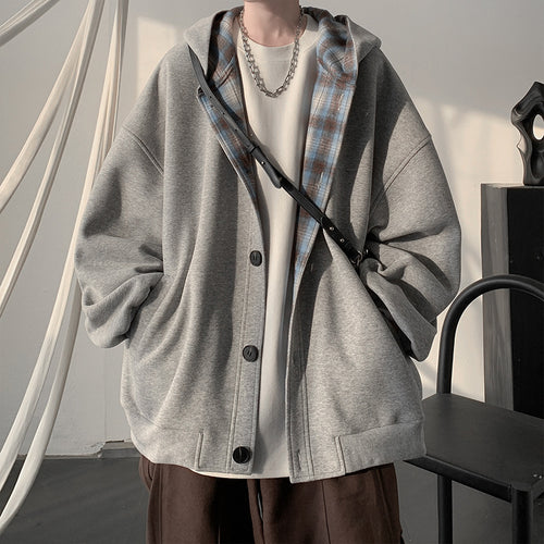 Herren lässige Oversized Jacke mit Kapuze und funktionalen Details Drune