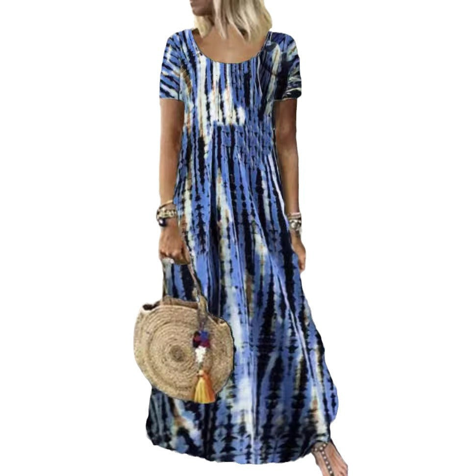 Damen Maxikleid mit modischem Streifenmuster Drune