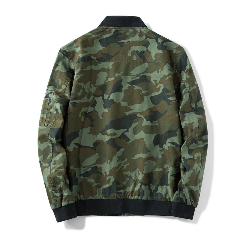 Herren Military-Camo Bomberjacke mit Patch-Details, Ärmeltasche und gerippten Bündchen Drune