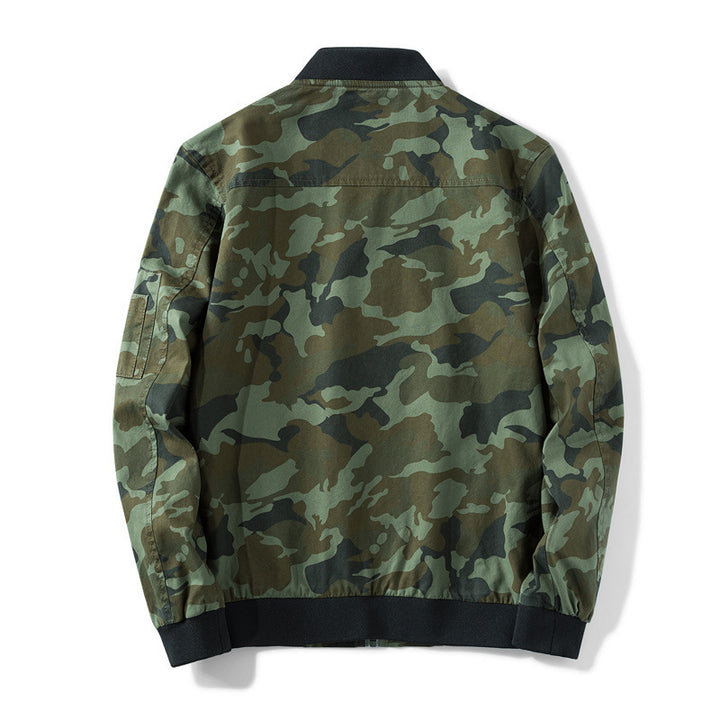 Herren Military-Camo Bomberjacke mit Patch-Details, Ärmeltasche und gerippten Bündchen Drune