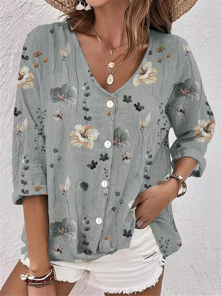 Damen Bluse mit floralem Druck und lässigem Schnitt Drune
