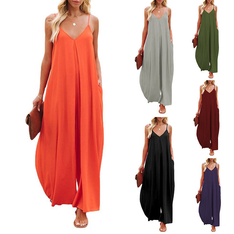 Damen Maxikleid mit v-ausschnitt und fließendem Schnitt Drune