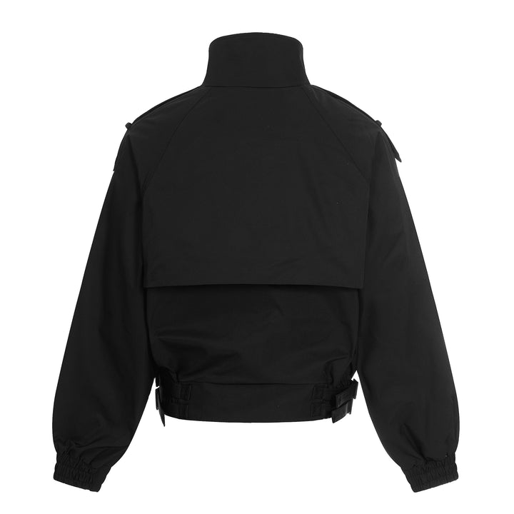 Damen Kurz geschnittene Boxy-Trenchjacke mit hohem Funnelkragen, Schulterklappen und verstellbarem Taillengurt Drune