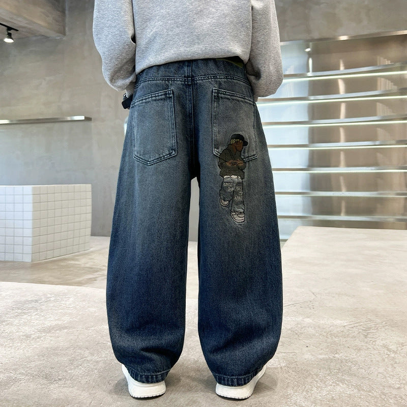Unisex weite Denim-Hose mit einzigartigen Applikationen Drune
