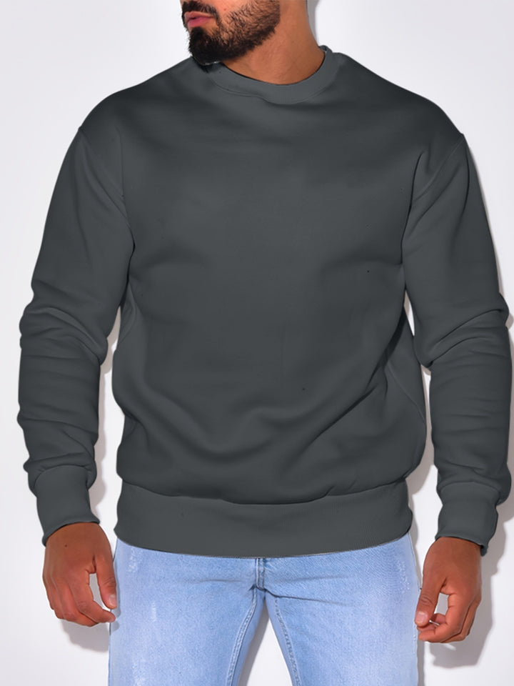 Herren Lässiges Rundhals-Sweatshirt mit Rippbündchen Drune