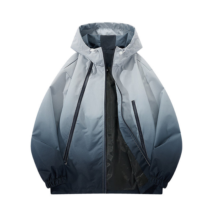 Herren Leichte Kapuzen-Windjacke mit asymmetrischen Reißverschlusstaschen und verstellbarem Saum Drune