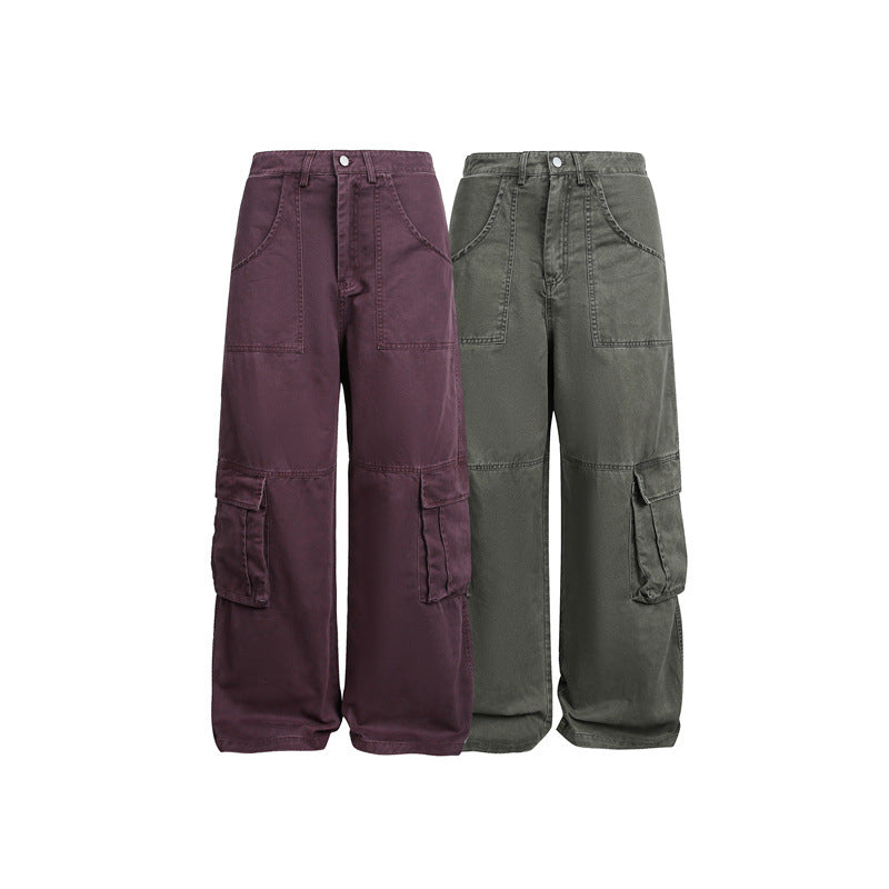 Damen High‑Waist Cargo‑Hose im Wide‑Leg‑Stil mit aufgesetzten Klappentaschen und markanten Nahtdetails Drune