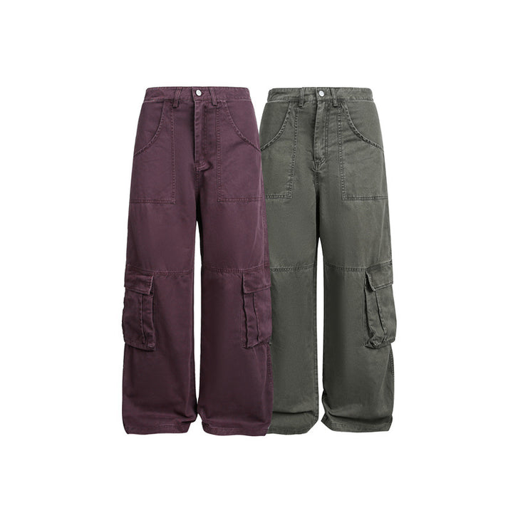 Damen High‑Waist Cargo‑Hose im Wide‑Leg‑Stil mit aufgesetzten Klappentaschen und markanten Nahtdetails Drune