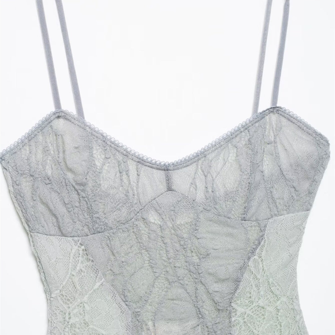 Damen Spitzenbody mit verführerischem Design und zarten Trägern Drune