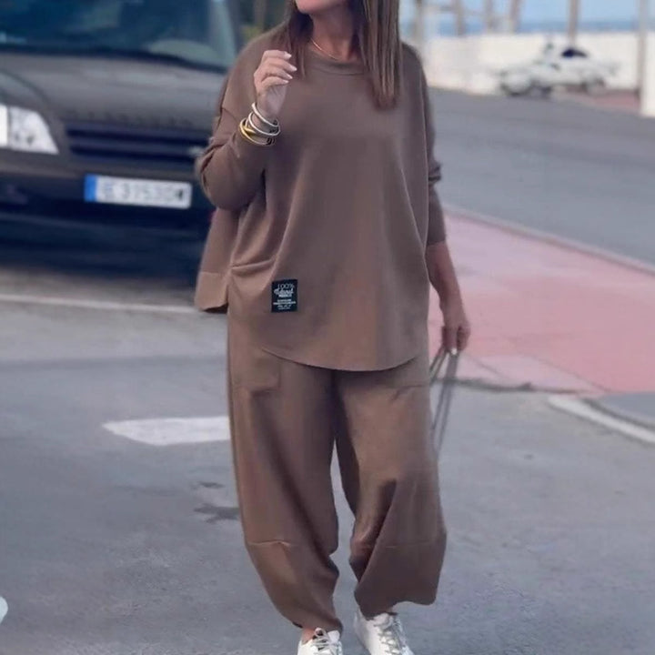 Damen lässiges Lounge-Set mit weit geschnittenem Oberteil und komfortabler Hose Drune
