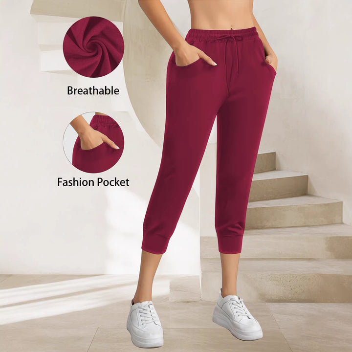 Damen Atmungsaktive Ankle-Joggerhose mit Kordelzug und Eingrifftaschen Drune