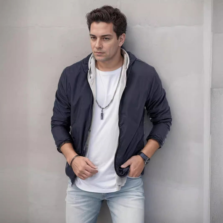 Herren sportliche Übergangsjacke mit funktionalem Kapuzenkragen und elastischen Bündchen Drune