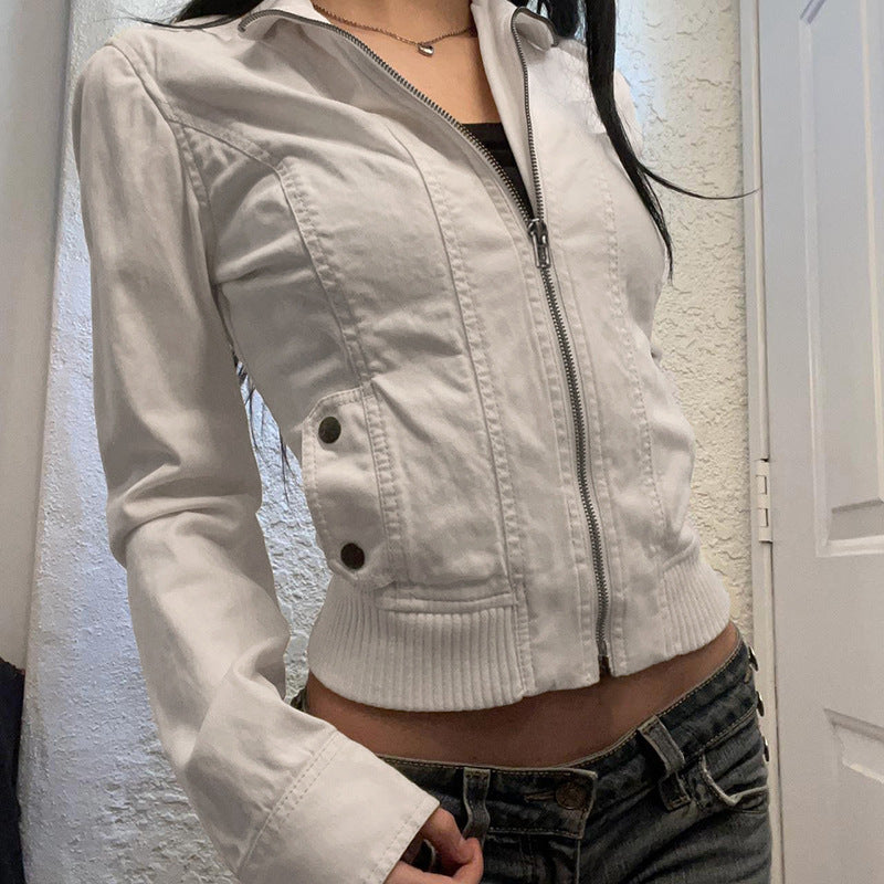 Damen Kurzjacke im Blouson‑Stil mit Stehkragen und Reißverschluss Drune