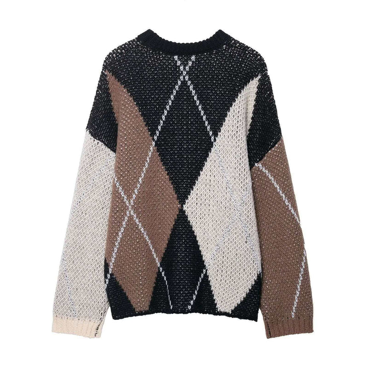 Damen lässiger Pullover im modernen Rautenmuster Drune