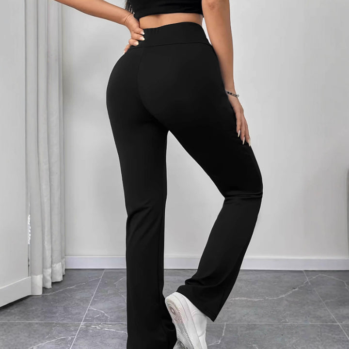 Damen Schlaghose aus Stretch‑Strick mit hohem Bund und Eingrifftaschen Drune