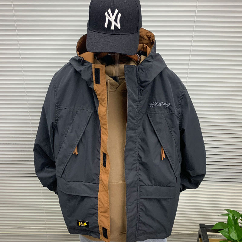 Herren funktionale Outdoor-Jacke mit praktischen Taschen und verstellbarem Bund Drune