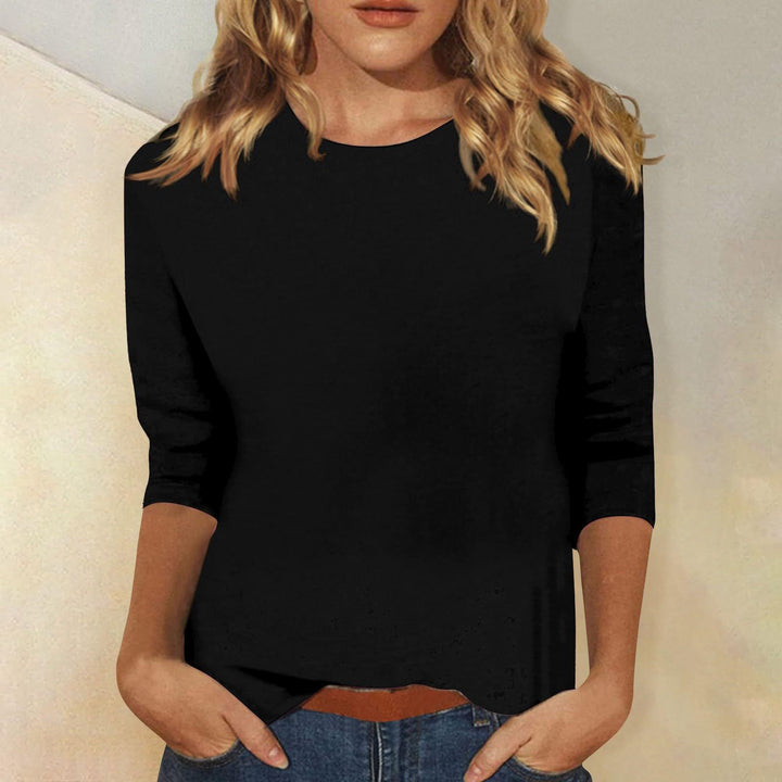 Damen Leichtes Feinstrick-Shirt mit dreiviertelärmeln und Rundhalsausschnitt Drune