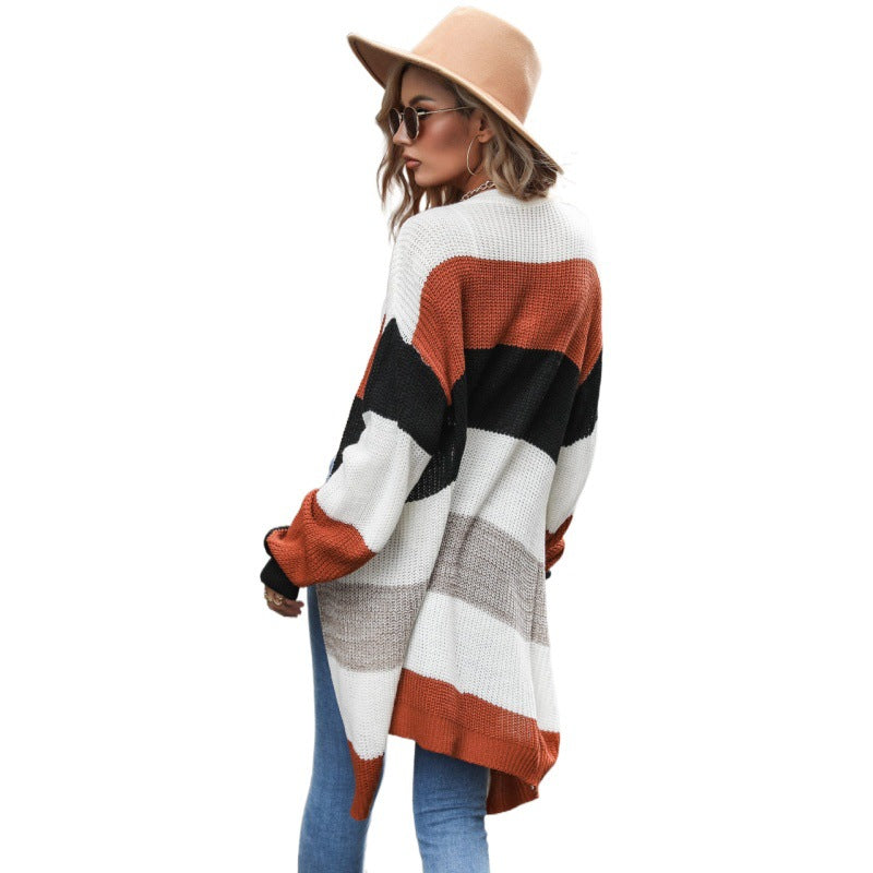 Damen Strickjacke mit blockfarbenen Streifen Drune