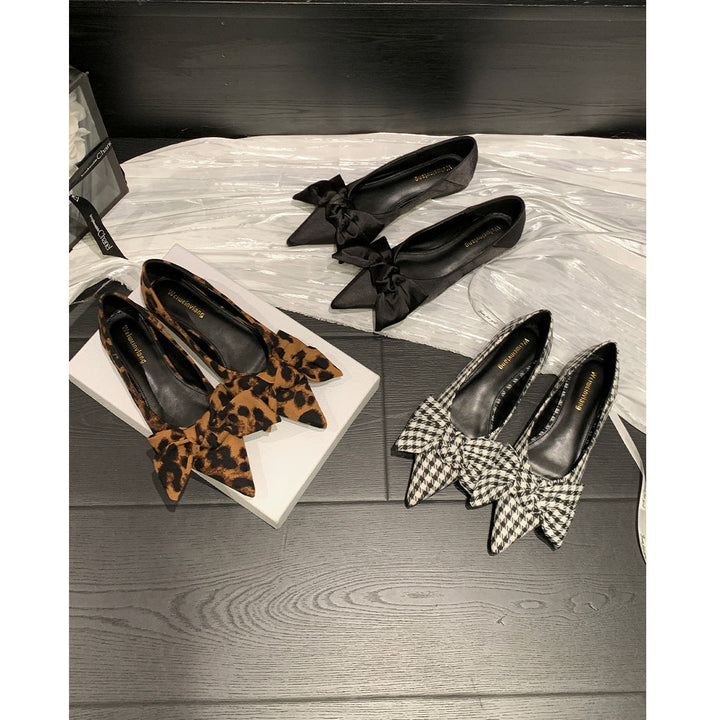 Damen Ballerinas mit stilvollem Karomuster und eleganter Schleifenapplikation Drune