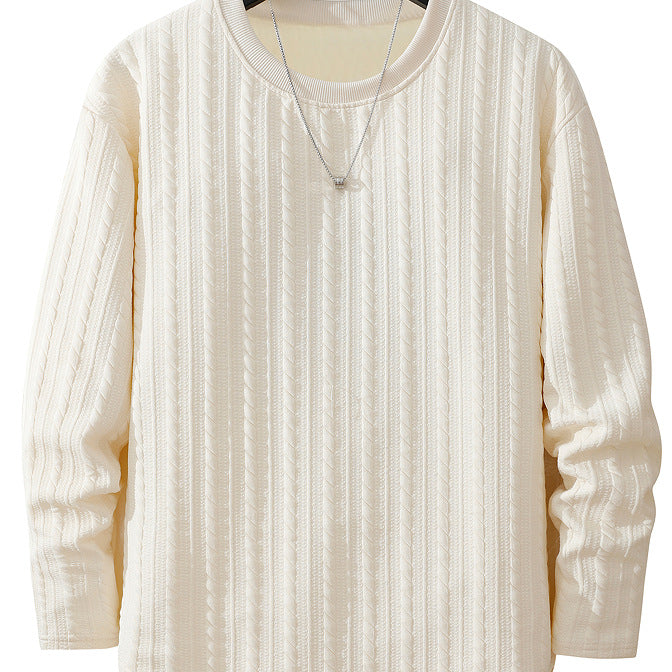 Herren Feinstruktur-Grobstrick Rundhals-Sweatshirt mit Zopfmuster & relaxed Schnitt Drune