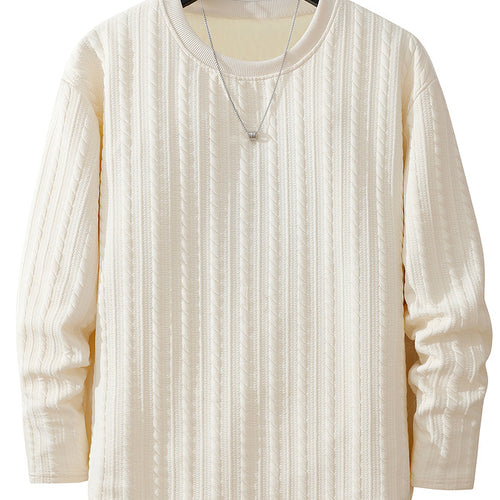 Herren Feinstruktur-Grobstrick Rundhals-Sweatshirt mit Zopfmuster & relaxed Schnitt Drune