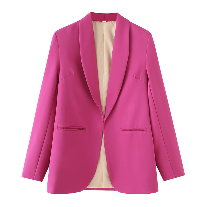 Damen nan eleganter Longblazer mit Schalkragen, unstrukturiertem Fall und paspelierten Leistentaschen Drune