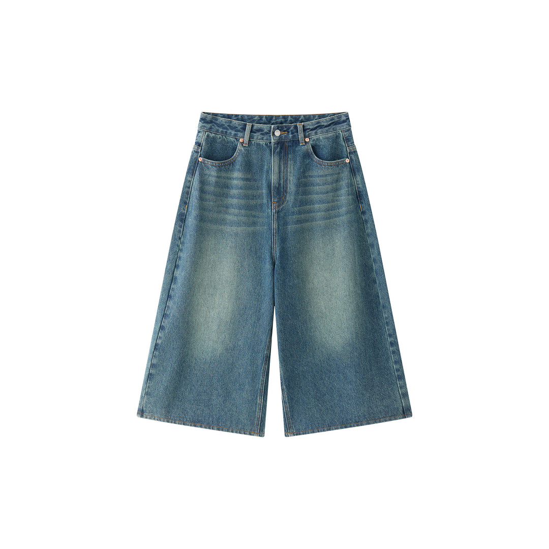 Damen Weite High‑Waist Denim‑Culotte im Cropped Baggy‑Stil Drune
