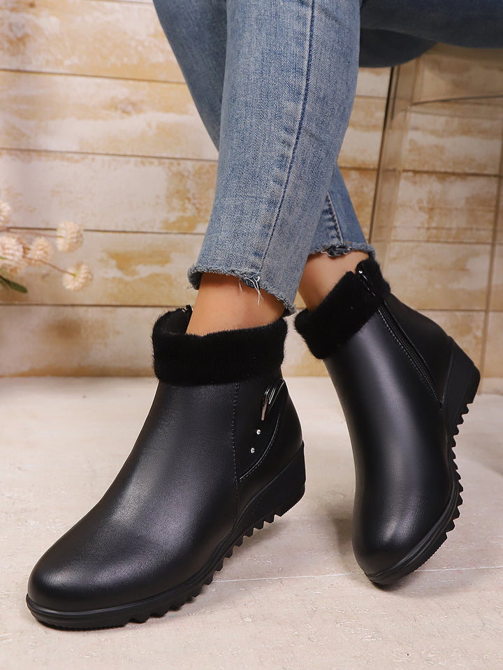 Damen Wedge-Stiefeletten mit weichem Innenfutter und modischem Reißverschluss Drune