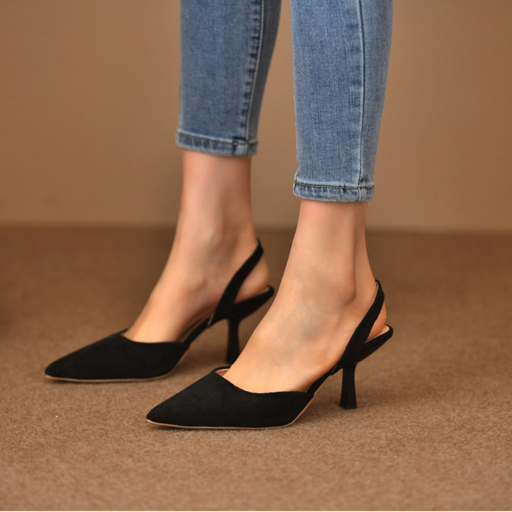 Damen Slingback-Pumps aus weichem Wildleder mit elegantem Spitzendesign und rutschfester Sohle Drune