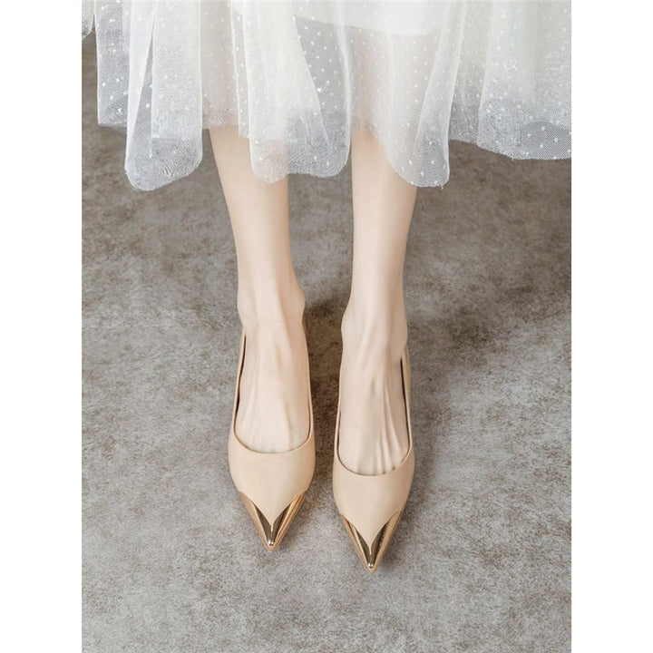 Damen Spitz zulaufende Ballerinas mit Leopardenmuster und metallischer Zehenkappe Drune