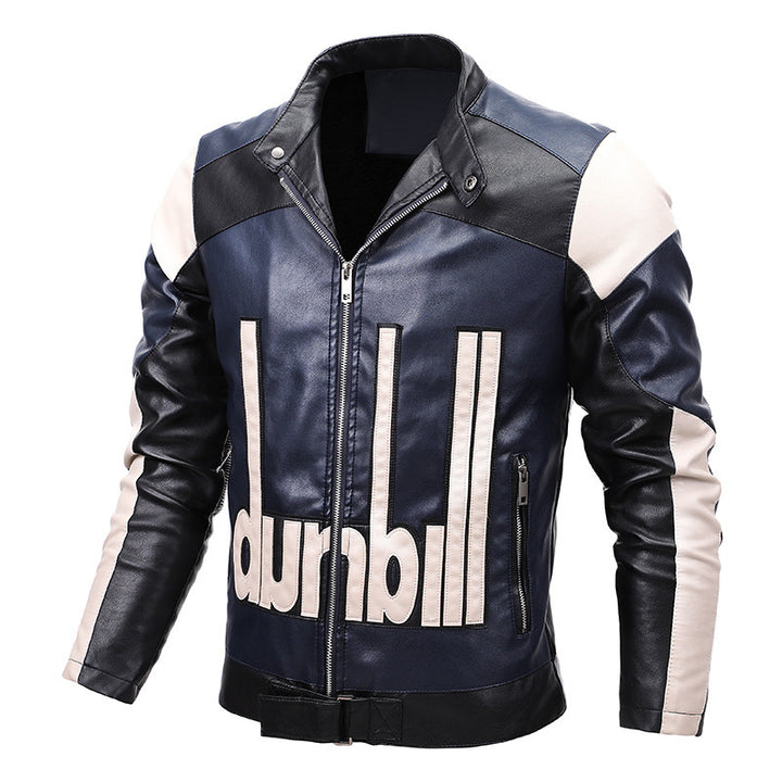 Herren Bikerjacke aus Kunstleder mit markanter Logo‑Applikation und tailliertem Schnitt Drune