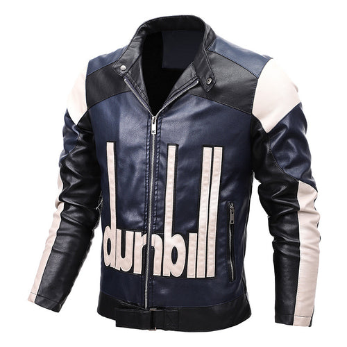 Herren Bikerjacke aus Kunstleder mit markanter Logo‑Applikation und tailliertem Schnitt Drune