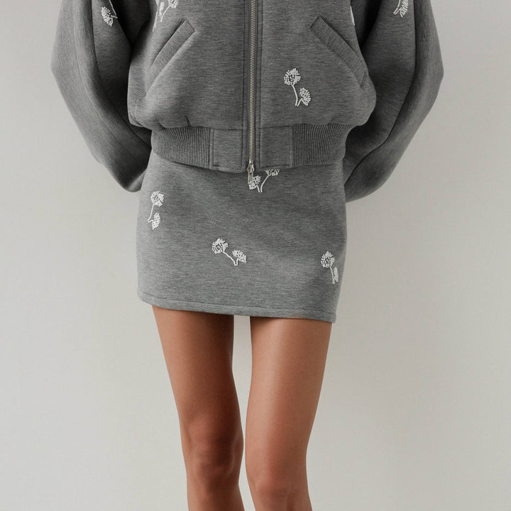 Damen Sportliches Set mit Blumenstickerei Drune
