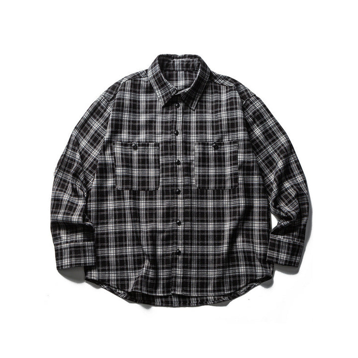 Herren Boxy-Karo-Workshirt aus weichem Flanell mit Doppelbrusttaschen Drune
