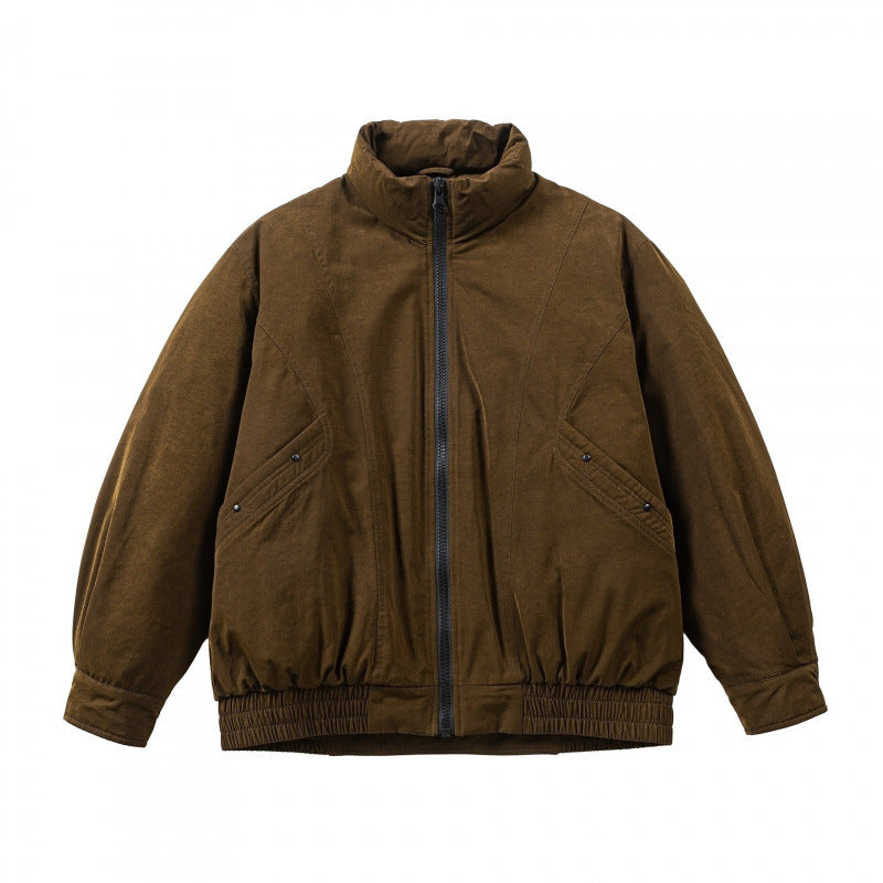 Herren Oversized Bomberjacke aus Veloursleder‑Optik mit hohem Stehkragen und elastischem Saum Drune