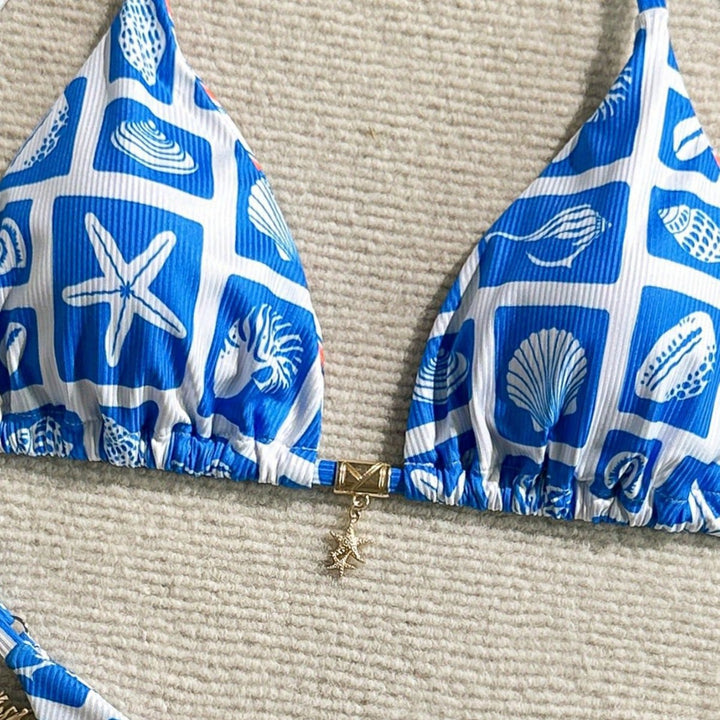 Damen Triangel-Bikini mit maritimem Muster Drune
