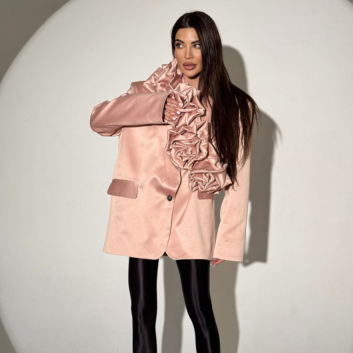 Damen Blazer mit voluminösen Rüschendetails und elegantem Kragen Drune