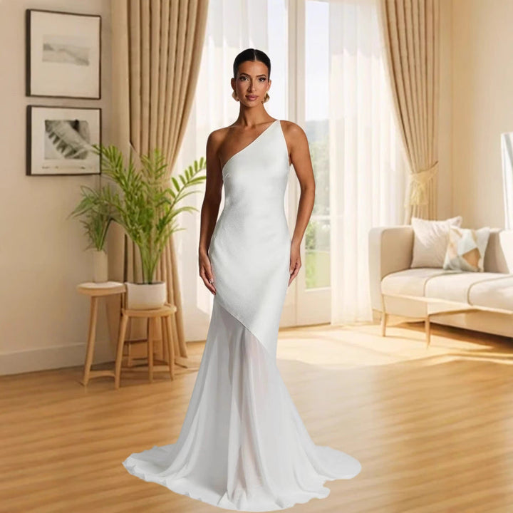 Damen asymmetrisches Abendkleid Drune
