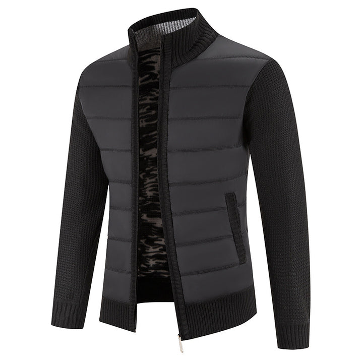 Herren nan Hybrid-Strick-Steppjacke mit wattierter Front, ergonomischen Strickärmeln und hohem Stehkragen Drune