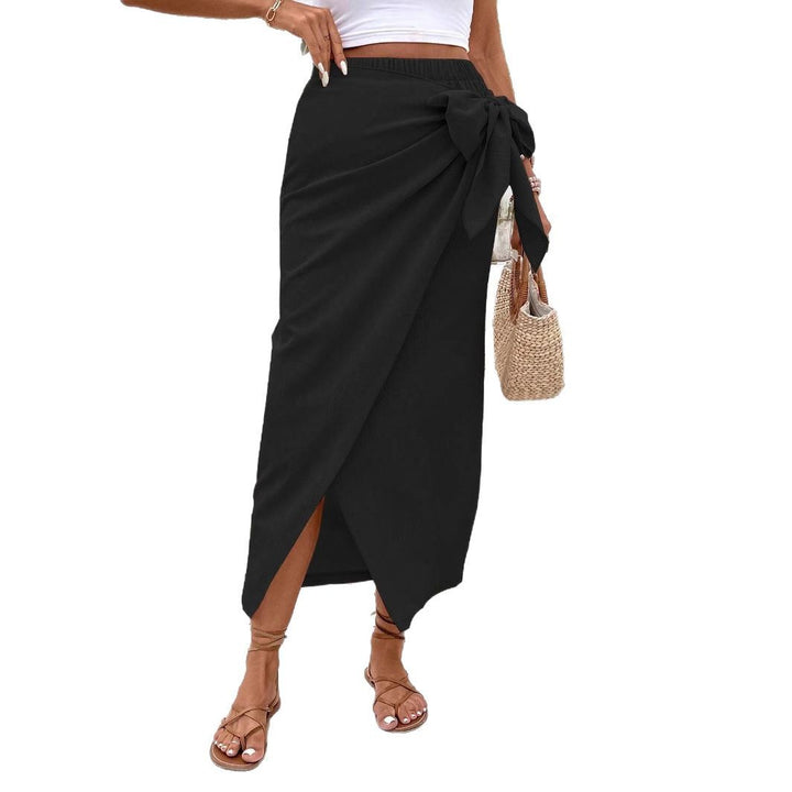 Damen Eleganter Wickelrock mit Schleifendetail Drune