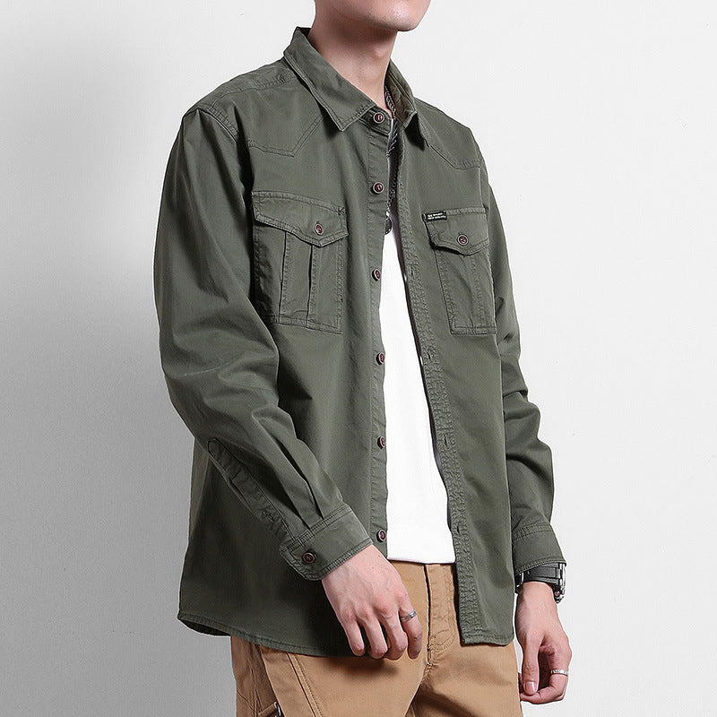 Herren Lockeres Utility-Hemd mit Pattentaschen und Workwear-Details Drune