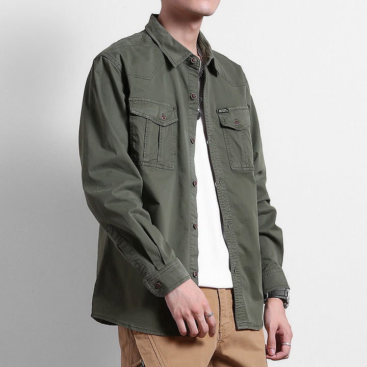 Herren Lockeres Utility-Hemd mit Pattentaschen und Workwear-Details Drune