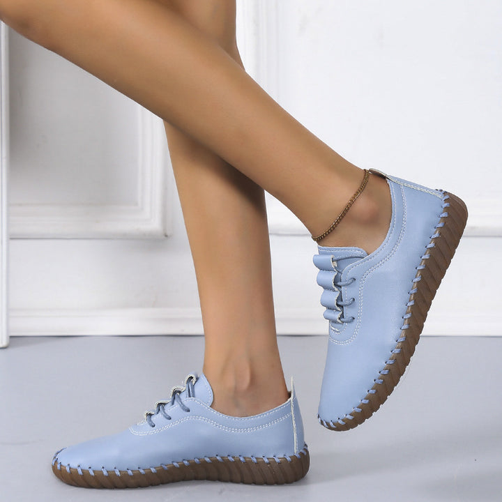Damen handgenähter Komfort-Sneaker mit elastischer Schnürung und profilierter Kautschuksohle Drune